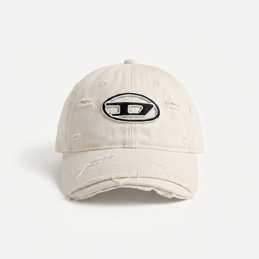 Diesel Oval D Distressed White CAP