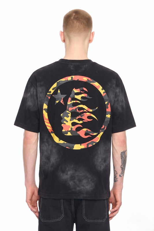 Hellstar Camo Flame Black T-SHIRT