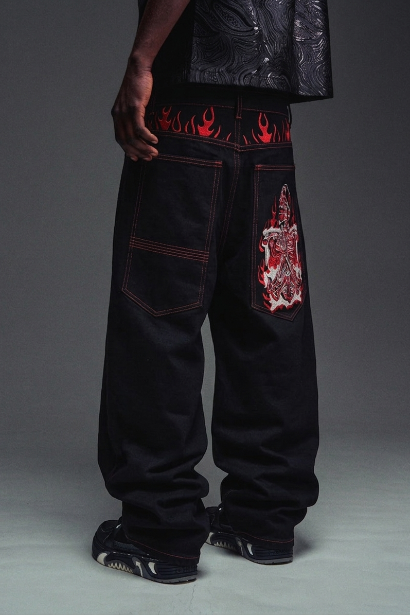 Nova Flame Skeleton Black JEANS