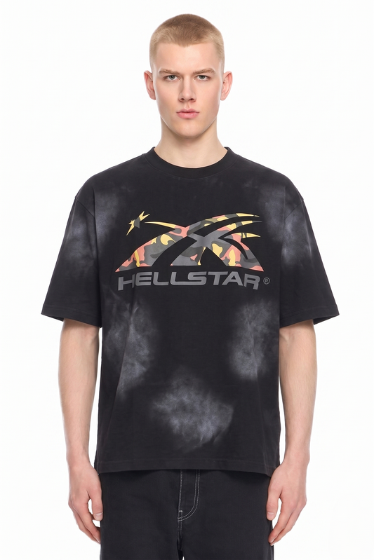 Hellstar Camo Flame Black T-SHIRT