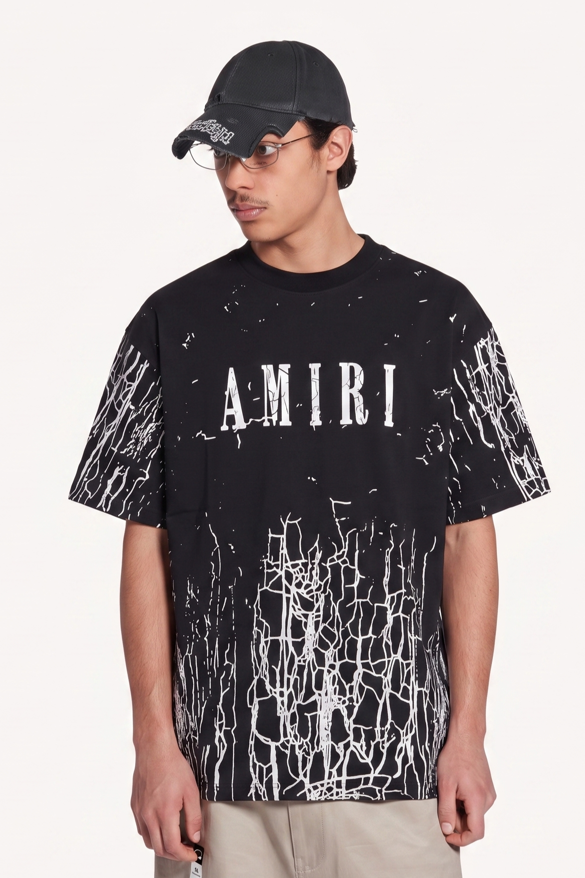 Amiri Crackle Print Black T-SHIRT