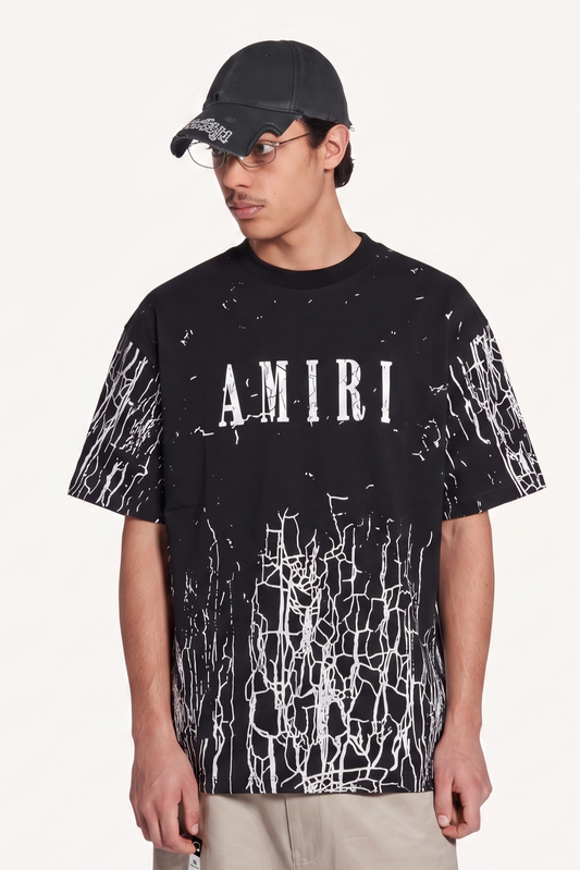 Amiri Crackle Print Black T-SHIRT
