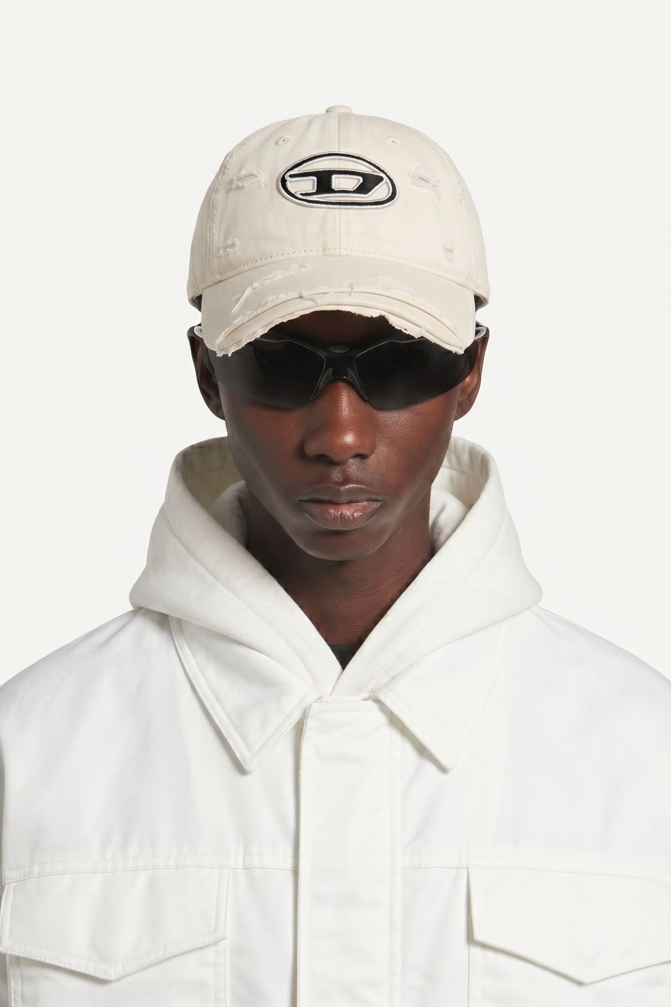 Diesel Oval D Distressed White CAP