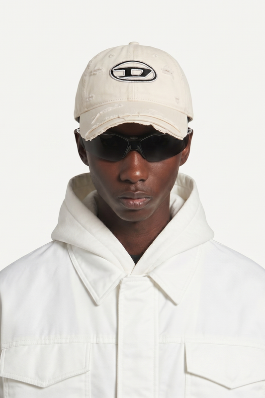 Diesel Oval D Distressed White CAP