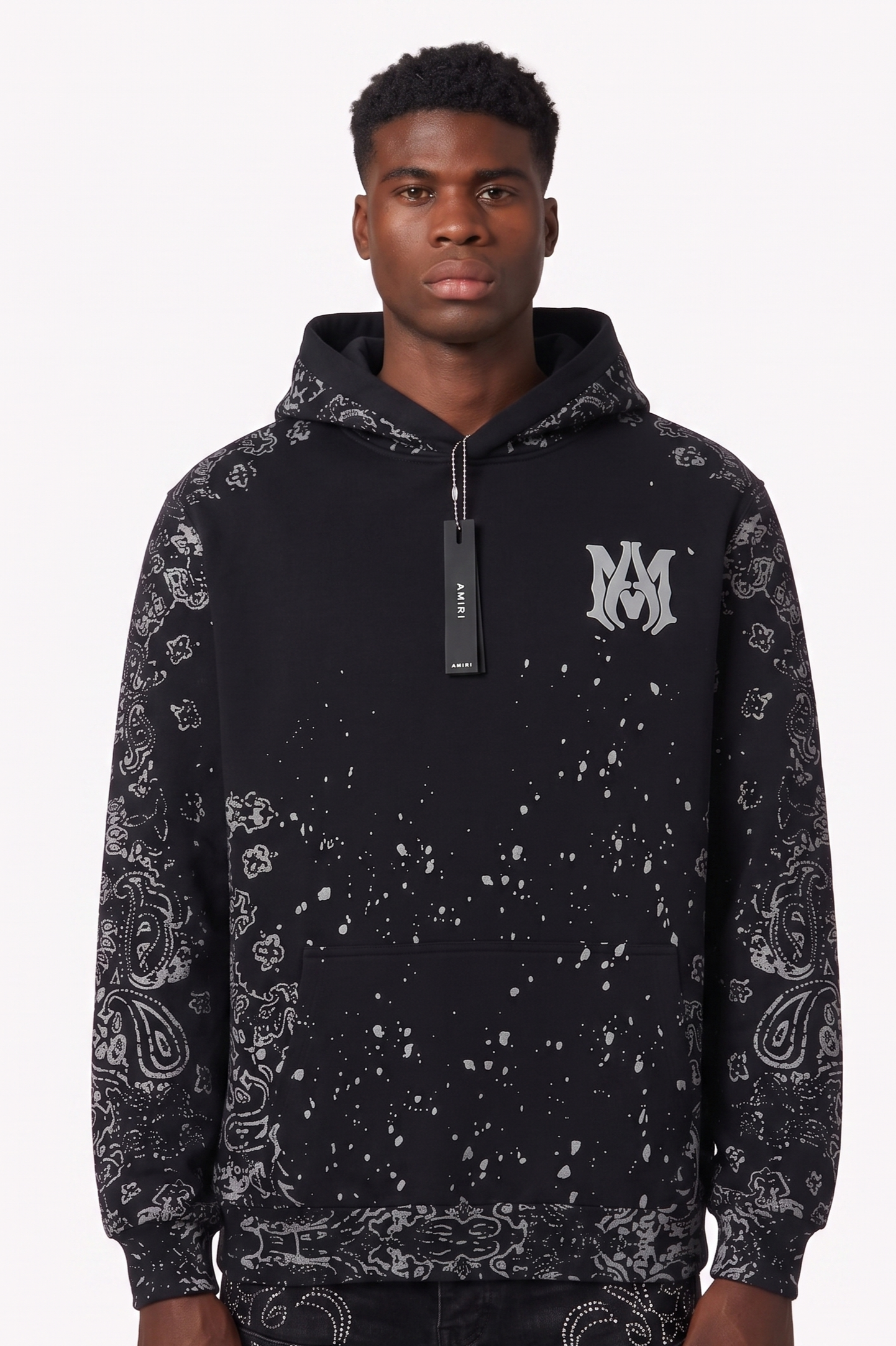 Amiri Bandana Splatter Black HOODIE