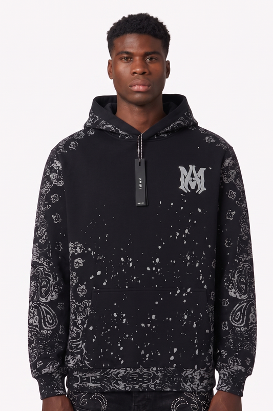 Amiri Bandana Splatter Black HOODIE