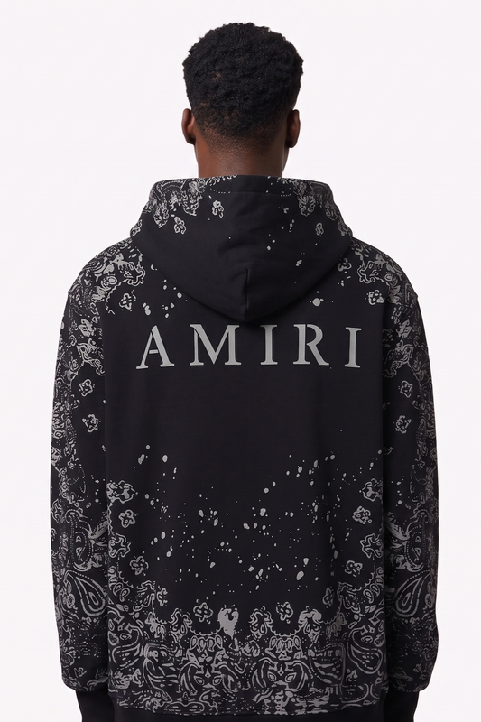 Amiri Bandana Splatter Black HOODIE