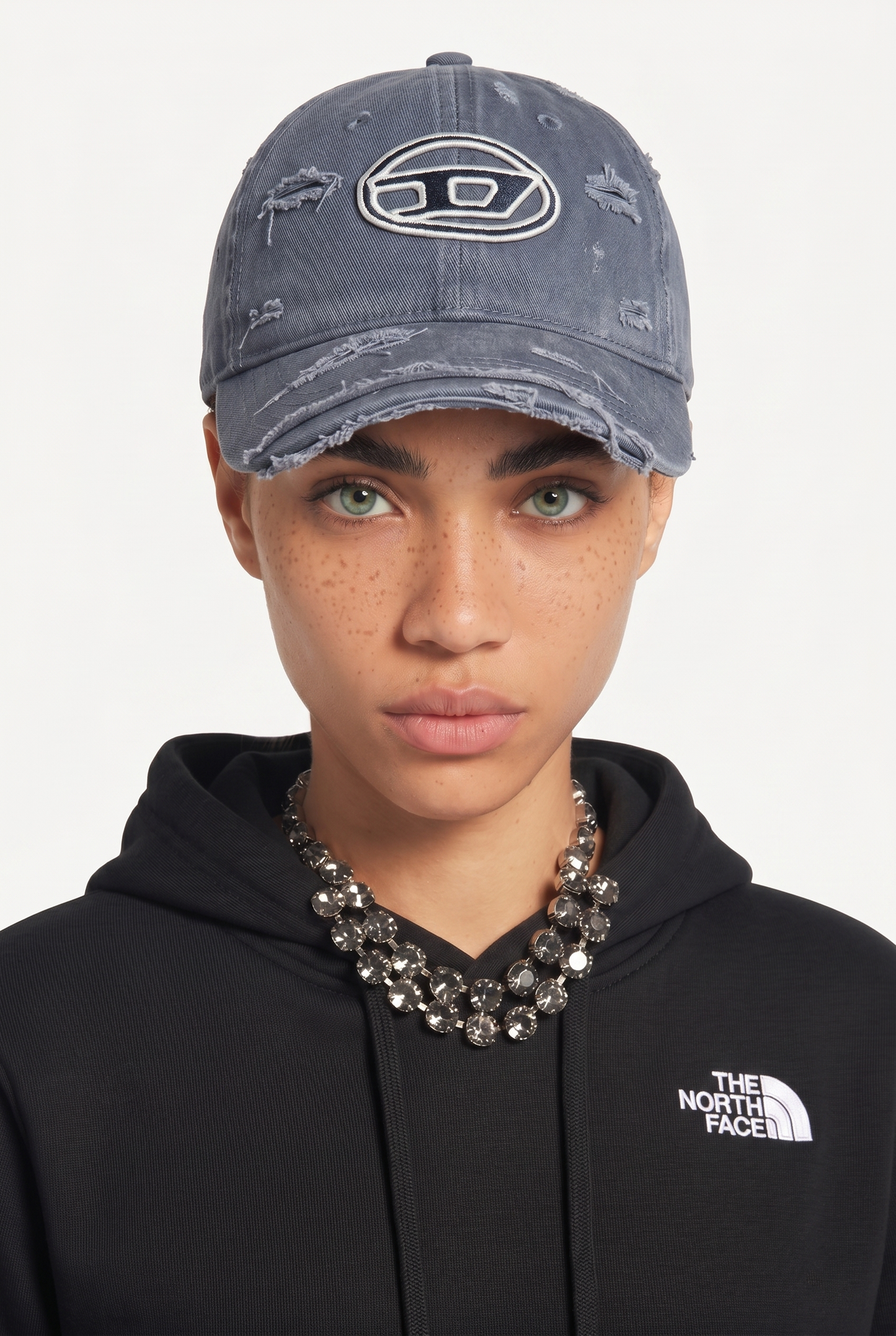 Diesel Oval D Distressed Gray CAP