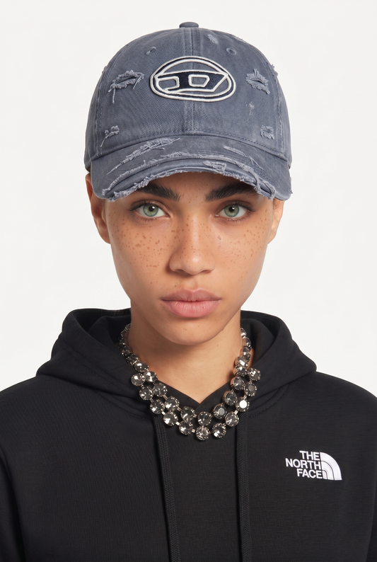 Diesel Oval D Distressed Gray CAP