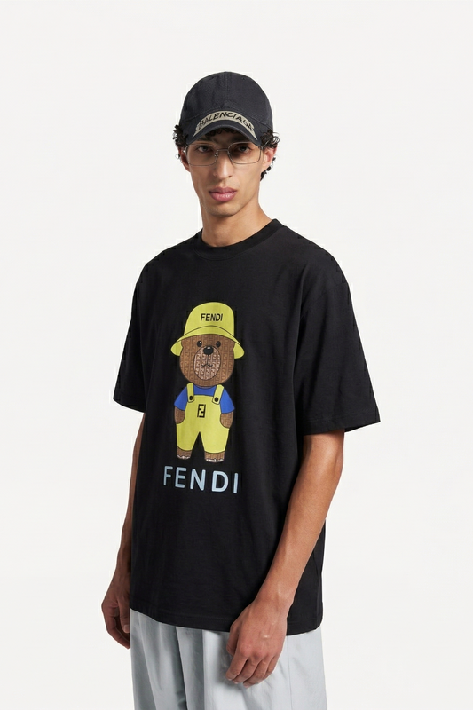 Fendi Global Logo Black T-SHIRT