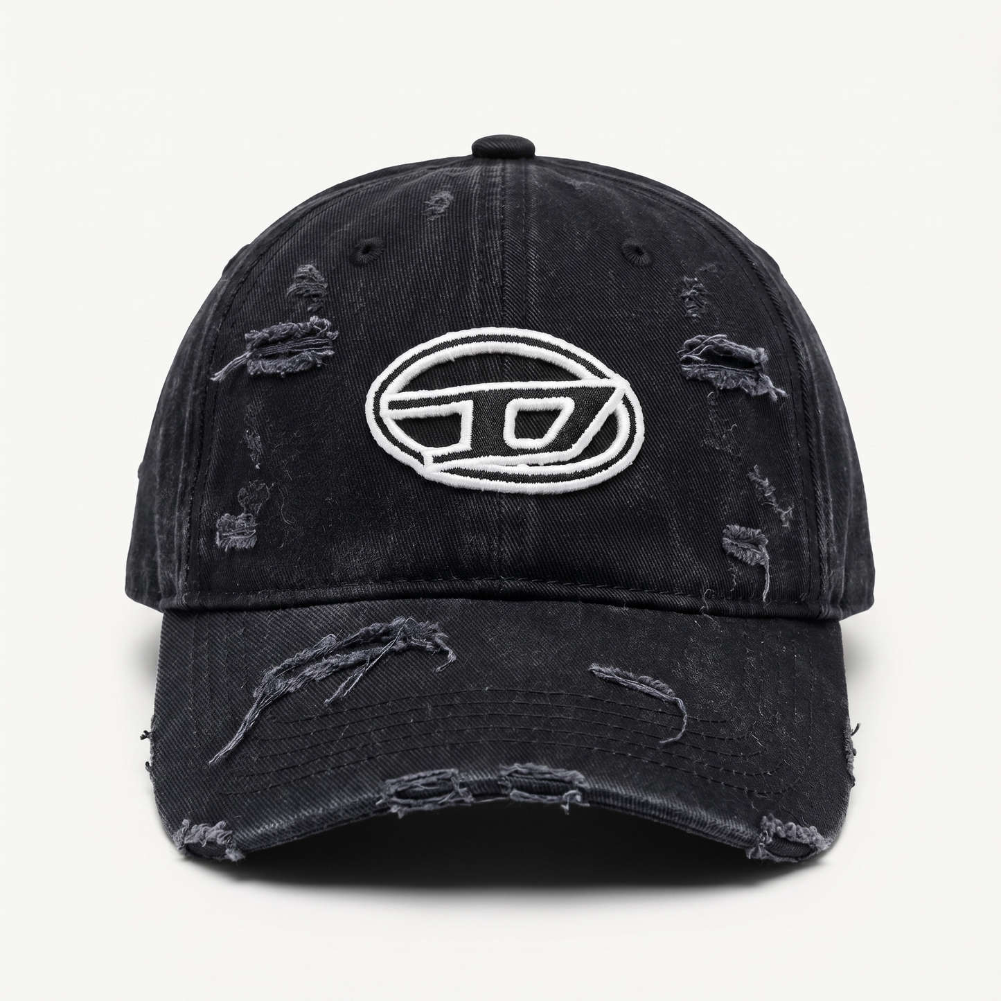Diesel Oval D Distressed Black CAP