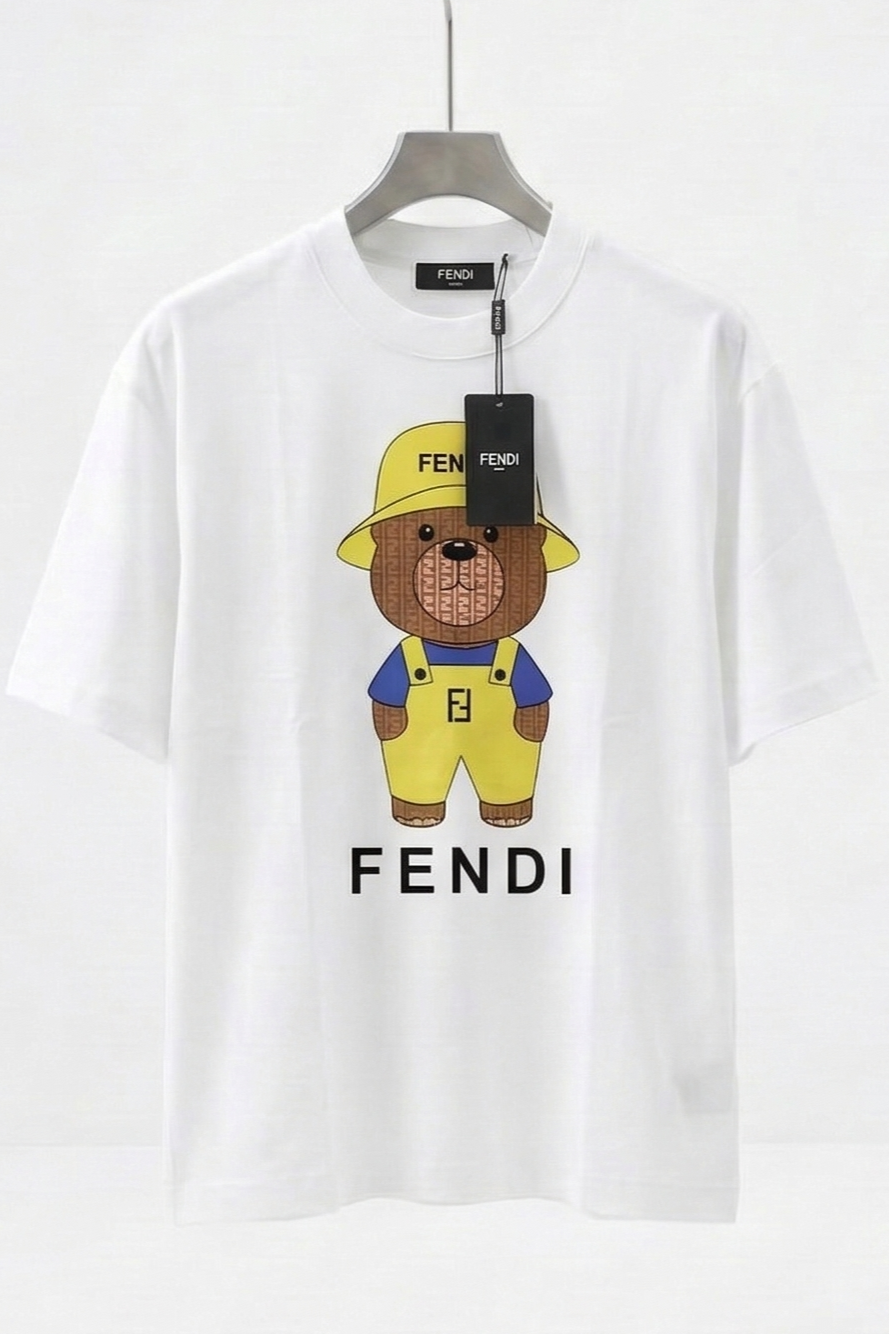 Fendi Global Logo White T-SHIRT