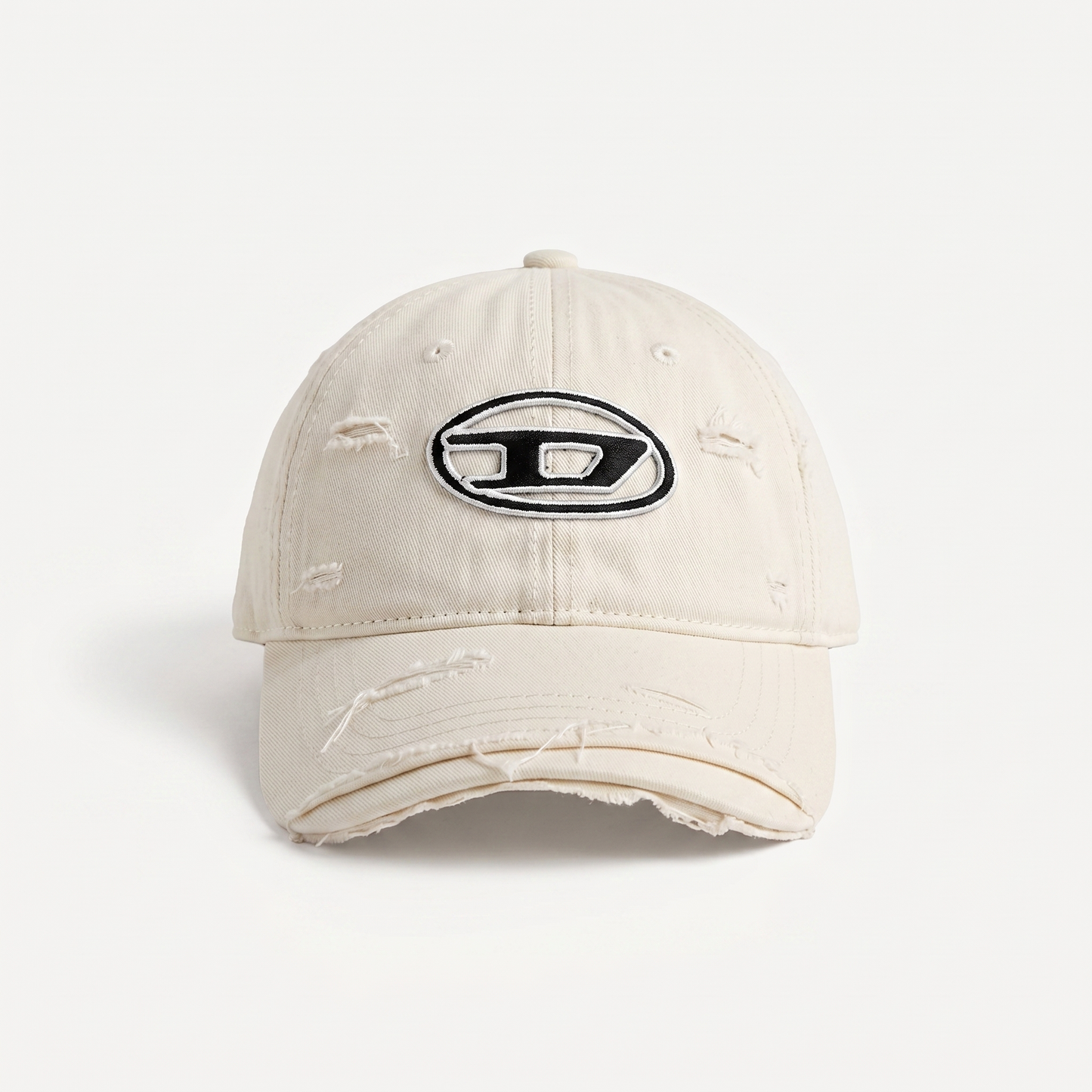 Diesel Oval D Distressed White CAP