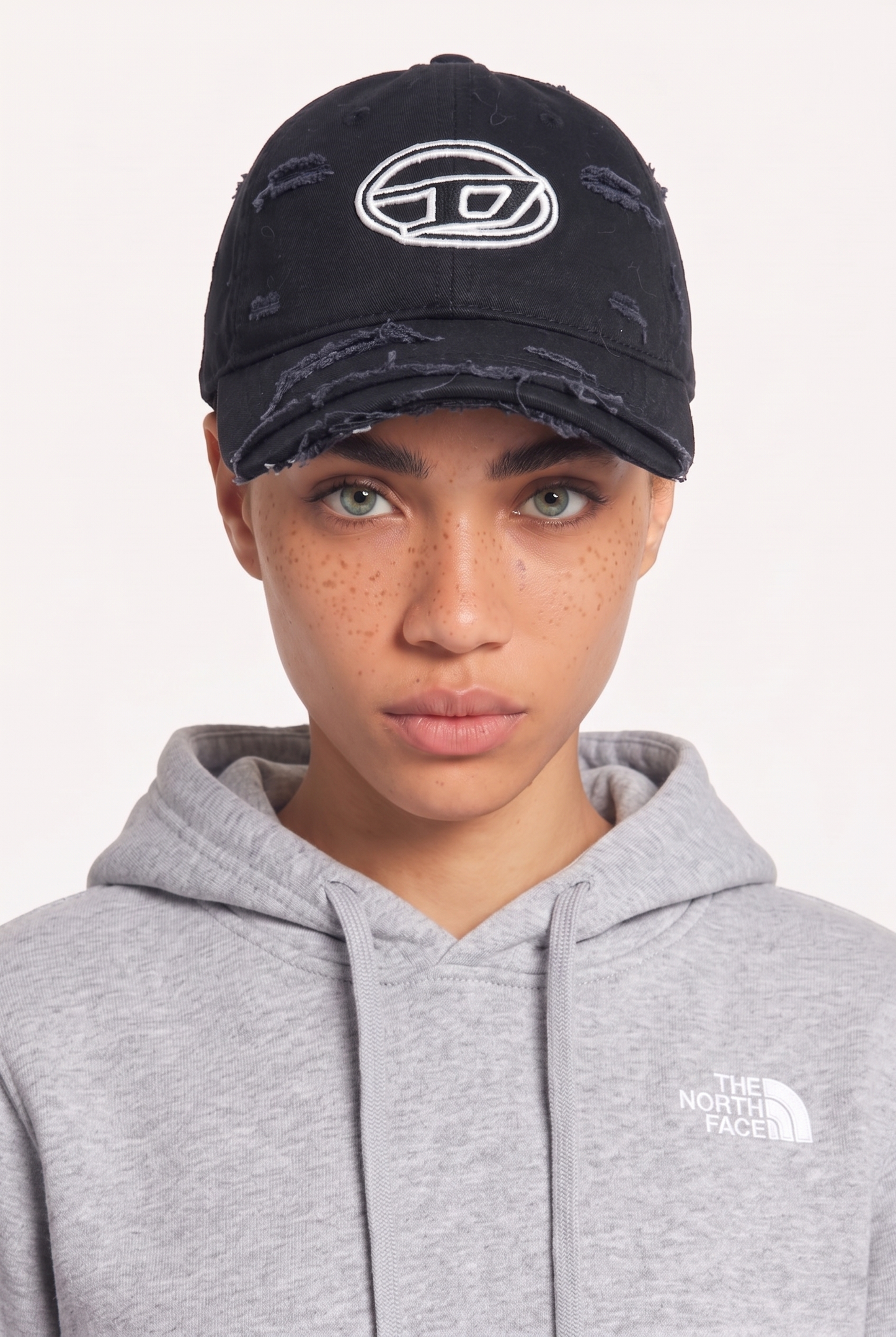 Diesel Oval D Distressed Black CAP