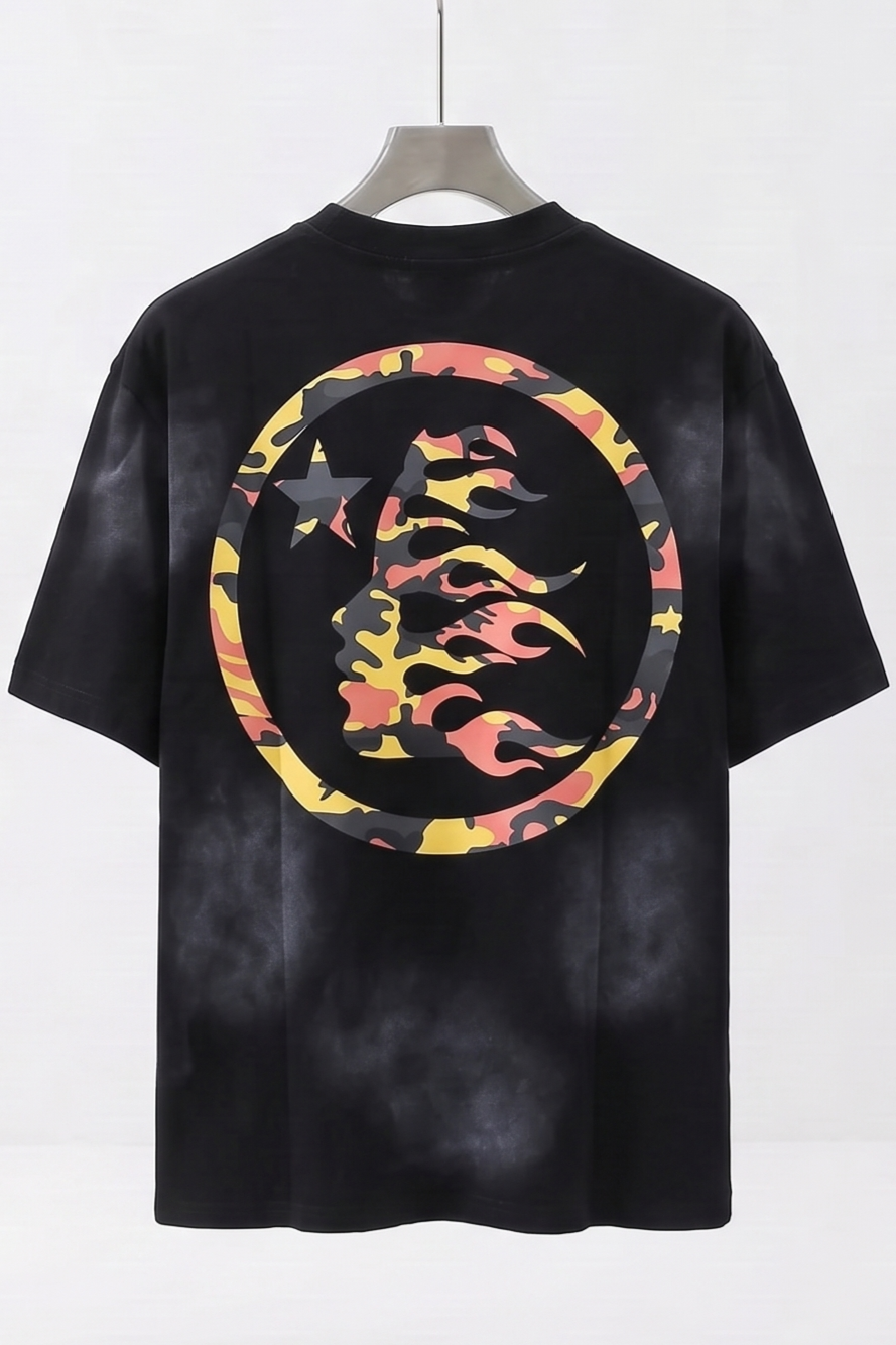 Hellstar Camo Flame Black T-SHIRT