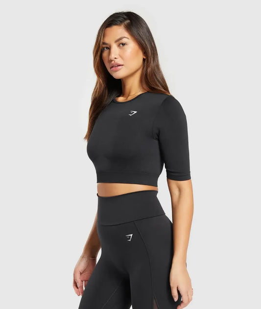 Gymshark Vital Seamless Black CROP TOP