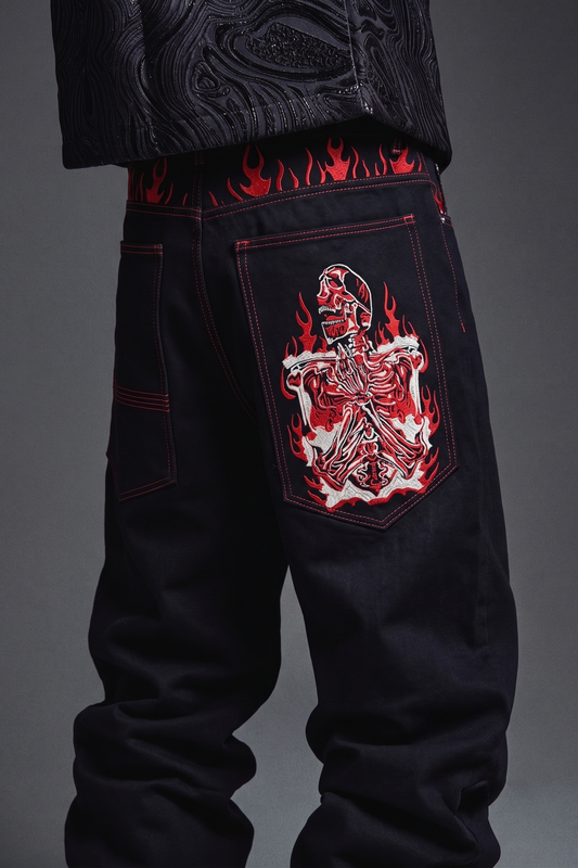 Nova Flame Skeleton Black JEANS