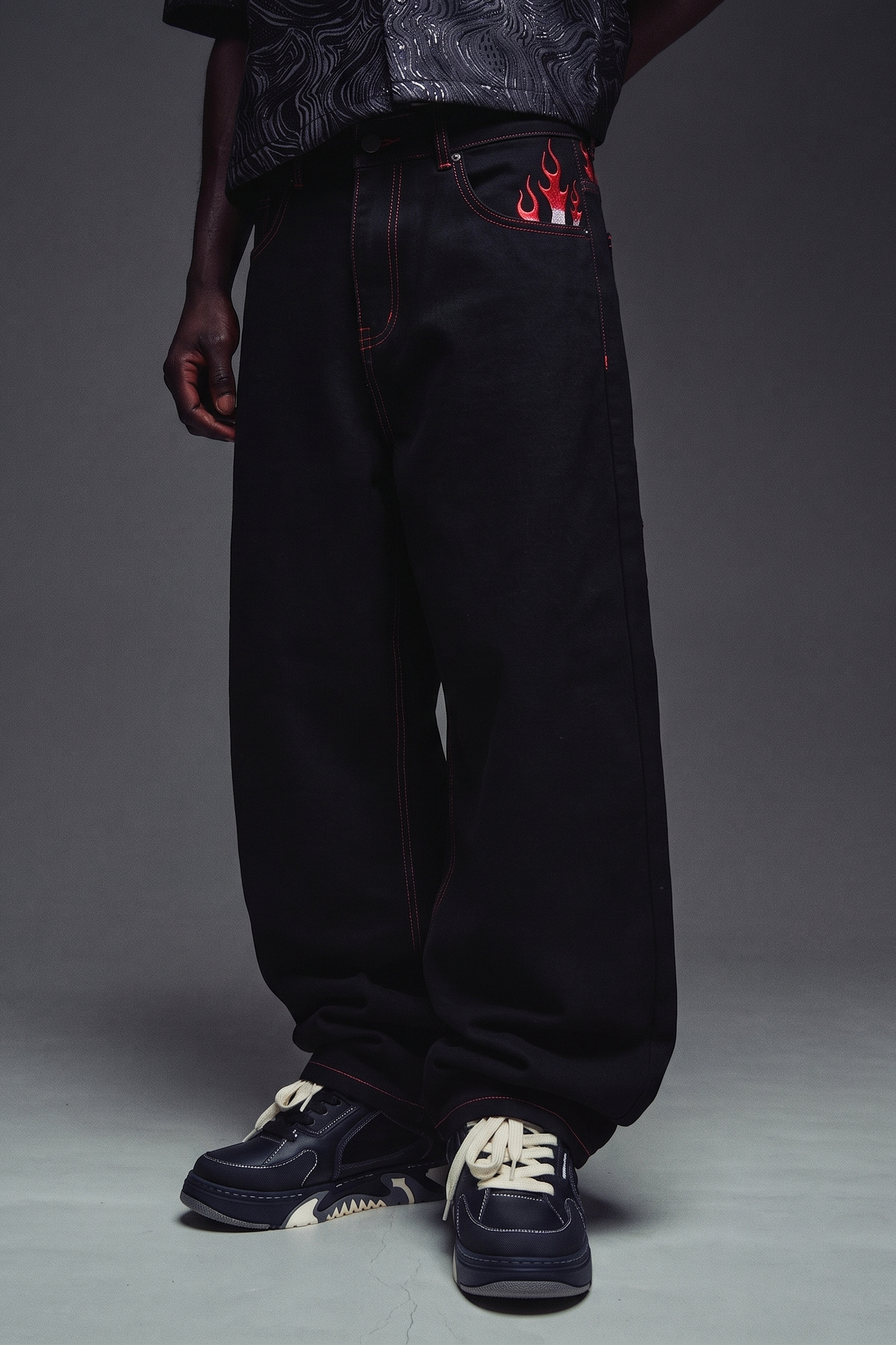Nova Flame Skeleton Black JEANS