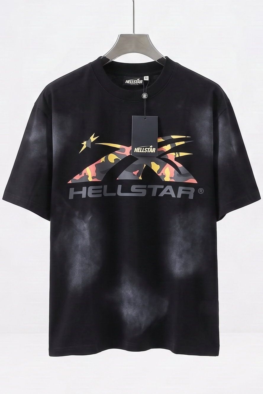 Hellstar Camo Flame Black T-SHIRT